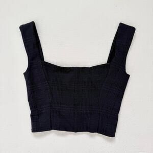 ONA by Young Chung Madison Bustier Top Navy Plaid, Size Small